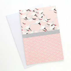 Carte en papier japonais - Rose pâle, Argent et Gris - M662 et M475