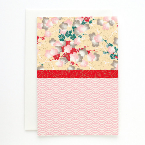 Carte en papier japonais - Jaune clair, Rouge et Rose - M735 et M475